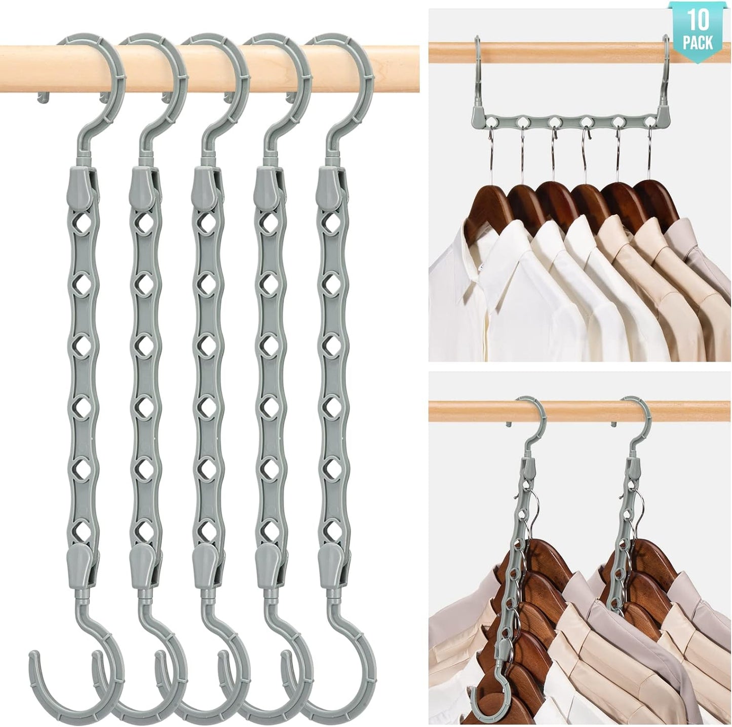 HOUSE DAY 9.5 Inch Space Saving Hangers for Clothes Gray 20 Pack