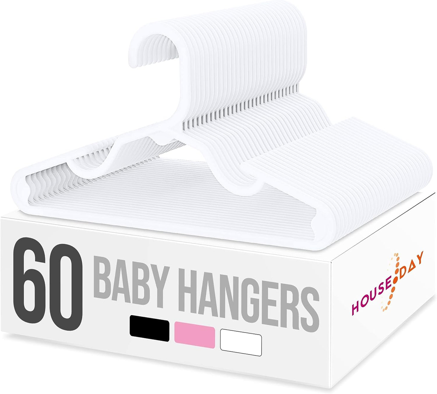 HOUSE DAY 11.7x6.5 Inch Plastic Baby Hangers for Closet 60 Pack