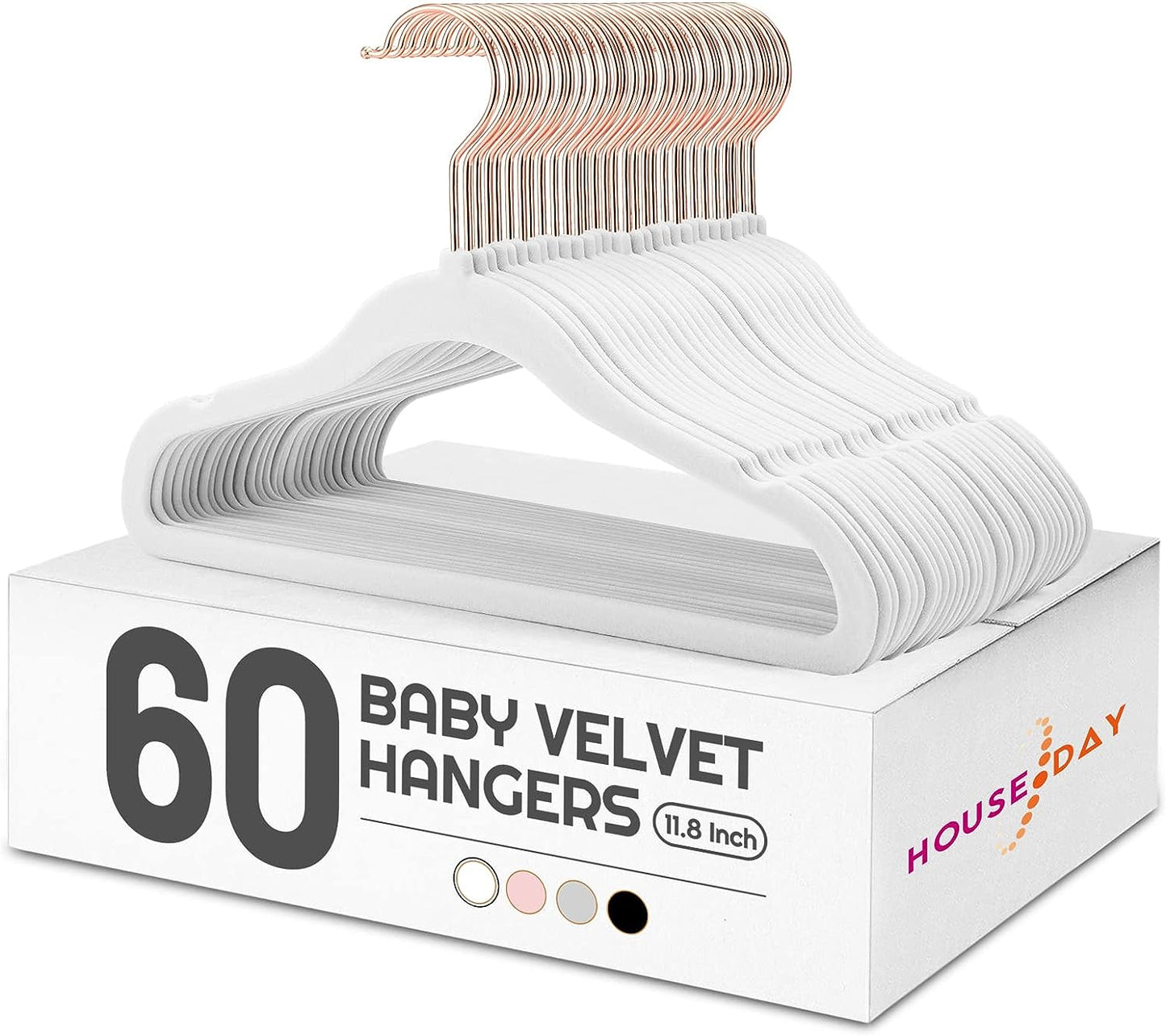 HOUSE DAY 11.8 inch Velvet Baby Hangers 60 Pack