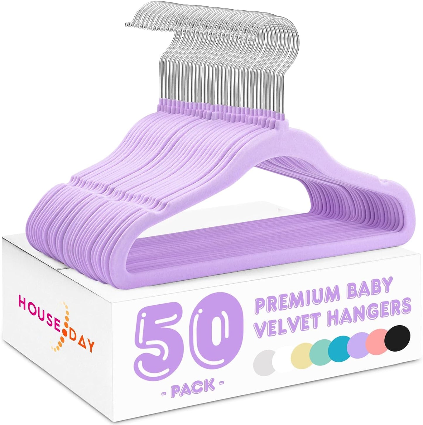HOUSE DAY 11 Inch Velvet Baby Hangers Purple 50 Pack