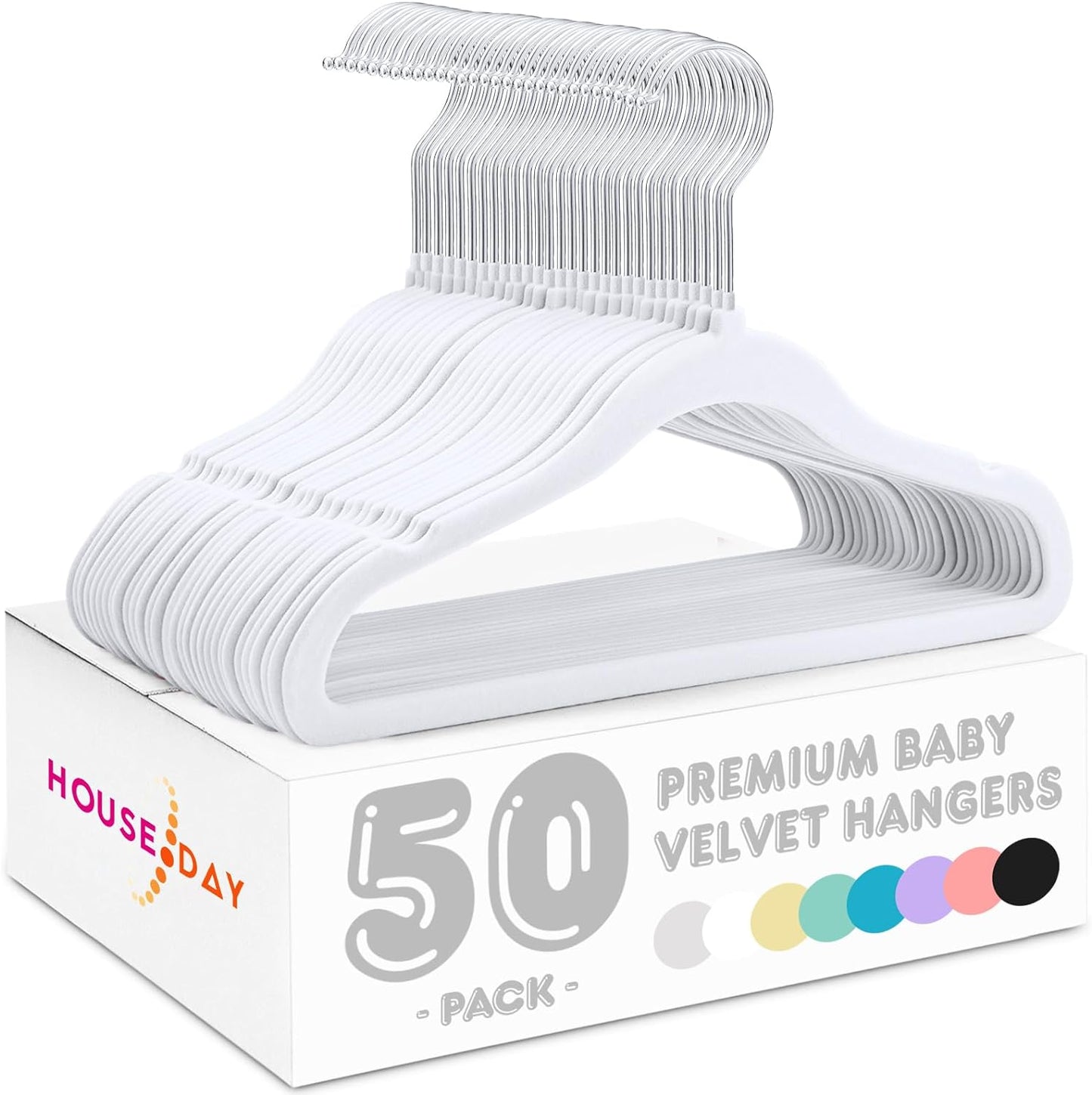 HOUSE DAY 11 Inch Velvet Baby Hangers 50 Pack