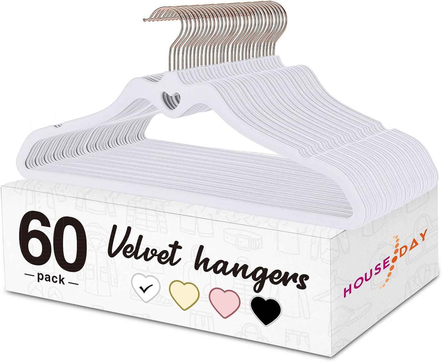 HOUSE DAY 16.5 Inch Velvet Hangers 60 Pack