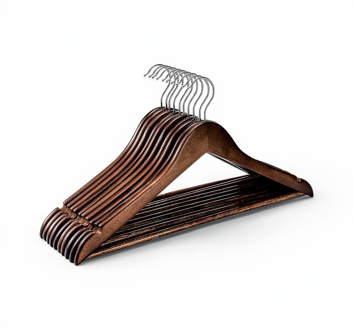 HOUSE DAY Walnut Wooden Hangers 10 Pack