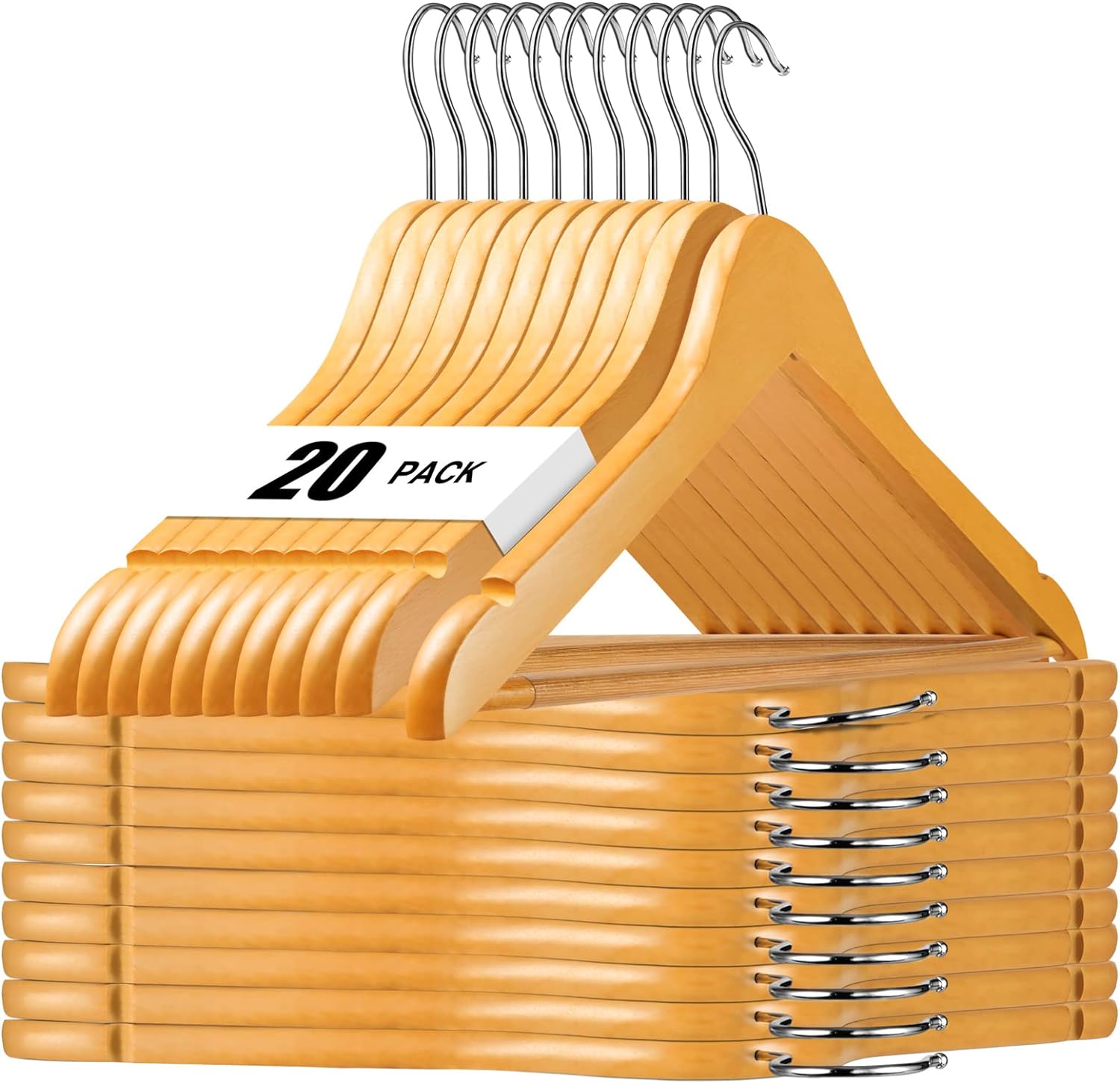 Houten hanger 60mm, met knik en schouder (20st Houten hanger 60mm, met knik en schouder (20st