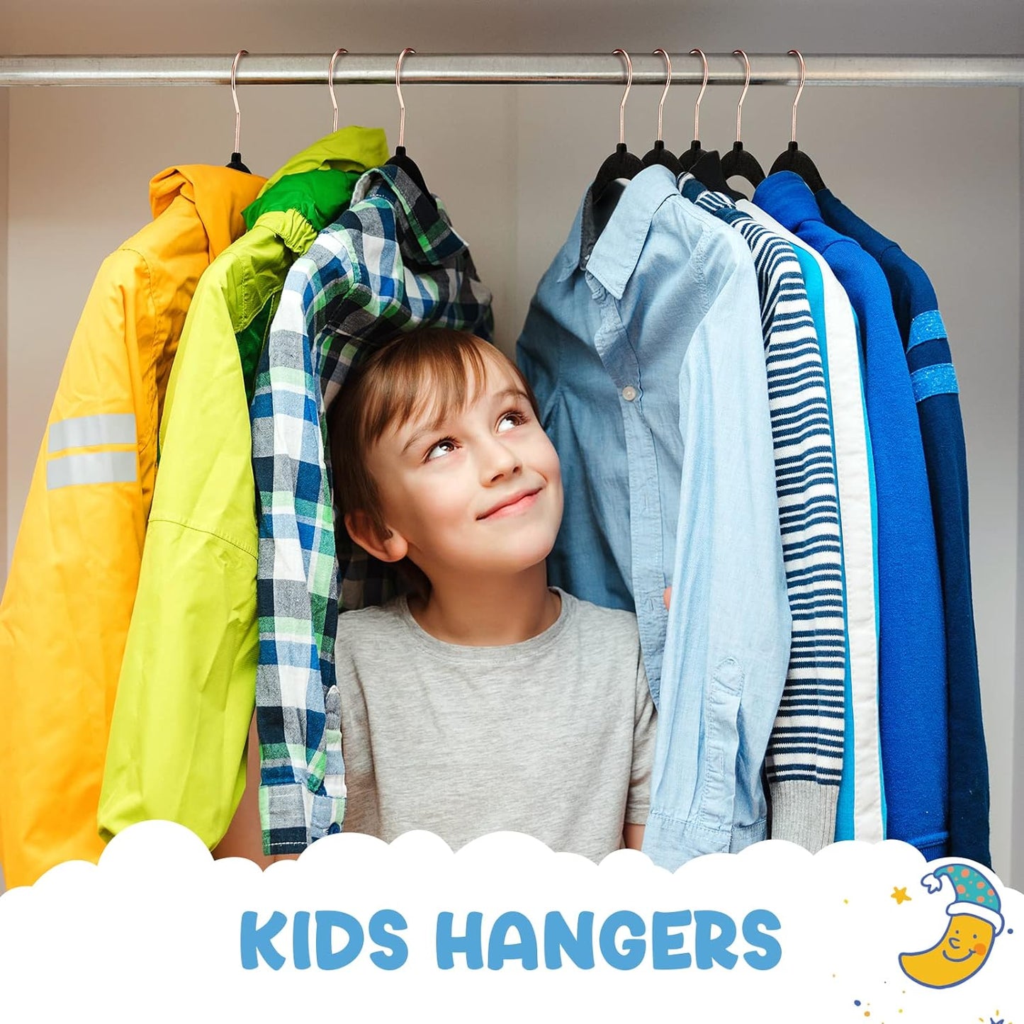 House Day 14 Inch Velvet Kids Hangers Black 60 Pack