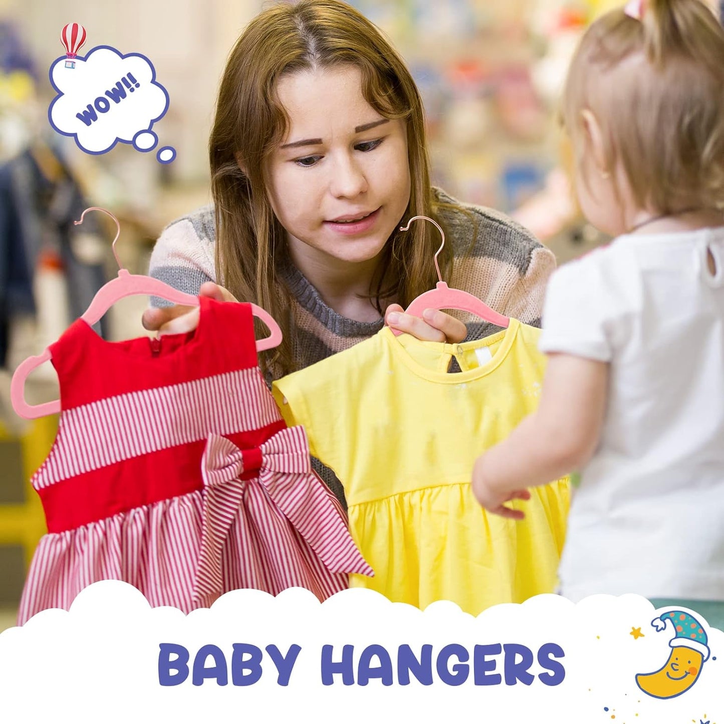 HOUSE DAY 11.8 inch Velvet Baby Hangers Pink 60 Pack