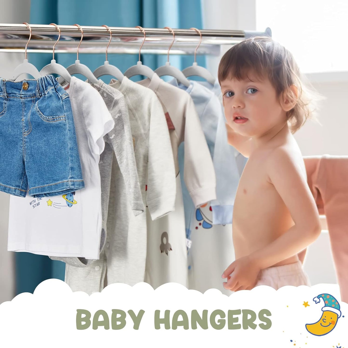 HOUSE DAY 11.8 inch Velvet Baby Hangers Gray 60 Pack
