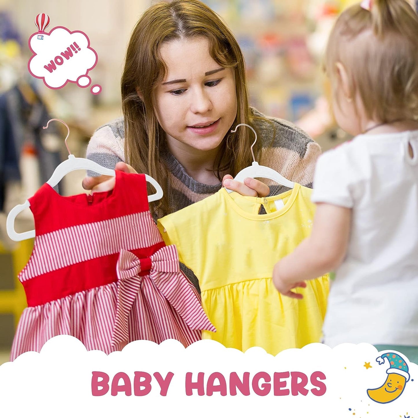 HOUSE DAY 11.8 inch Velvet Baby Hangers White 60 Pack