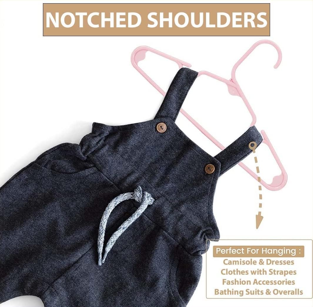 HOUSE DAY 11.7x6.5 Inch Kids Plastic Hangers Baby Hangers Pink 40 Pack