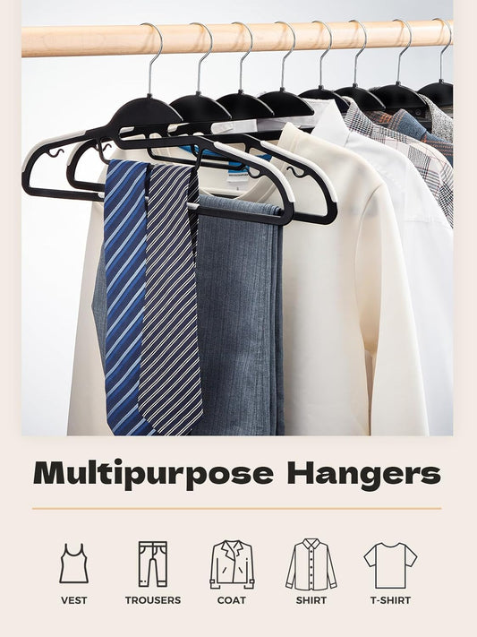 HOUSE DAY Heavy Duty 16.3 inch Plastic Hangers Black + White 50 Pack