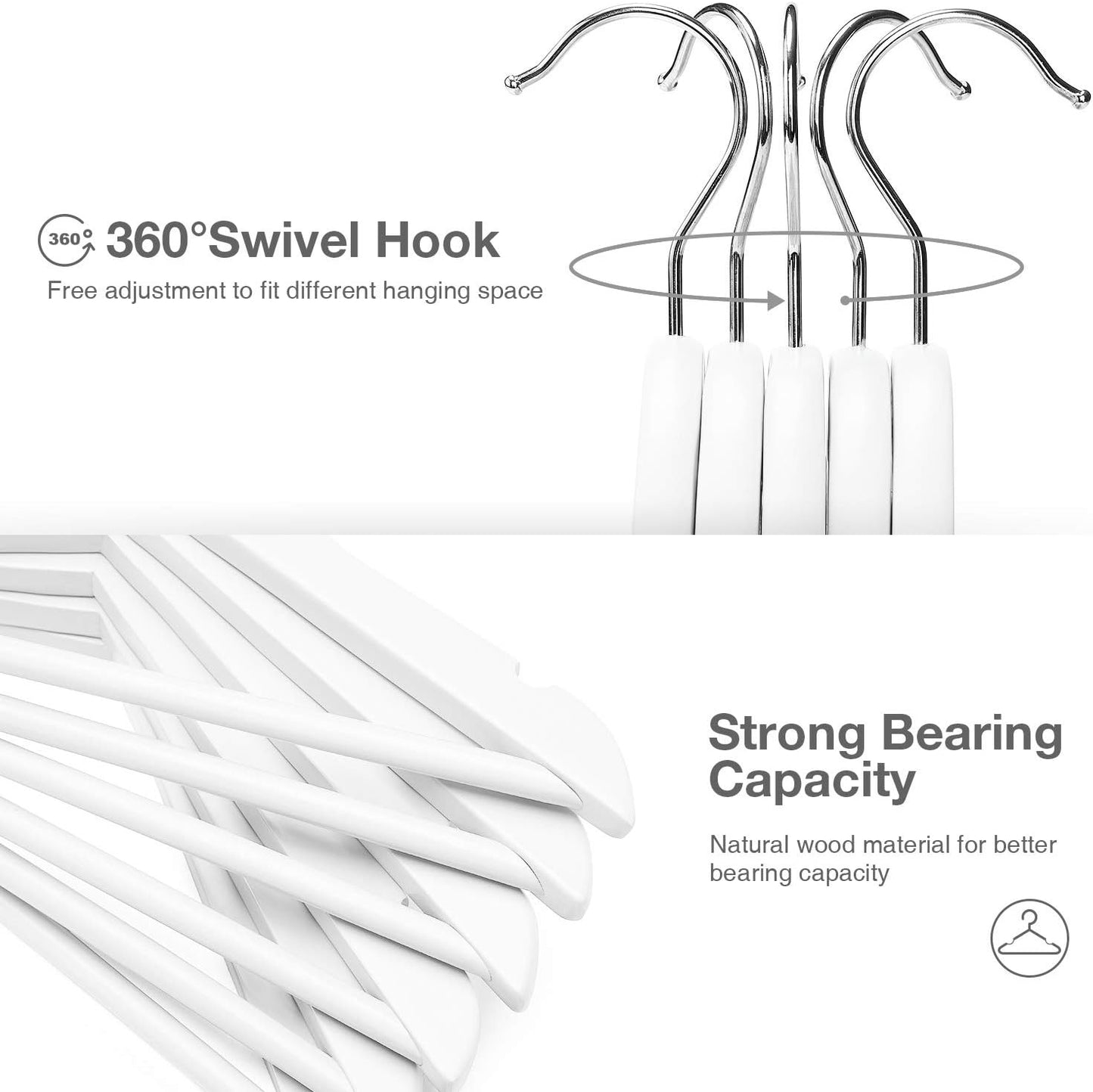 HOUSE DAY 12.6X7.9 Inch Wooden Childrens Hangers Kids Hangers White 20 Pack