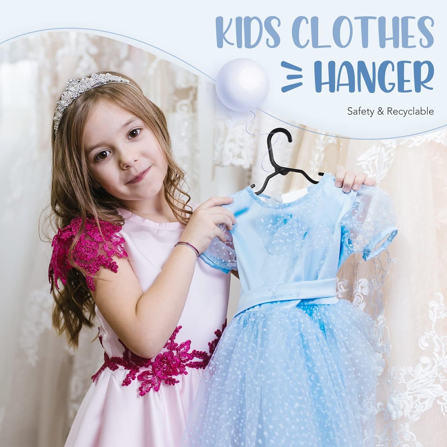 HOUSE DAY 11.7x6.5 Inch Plastic Baby Hangers for Closet Black 60 Pack