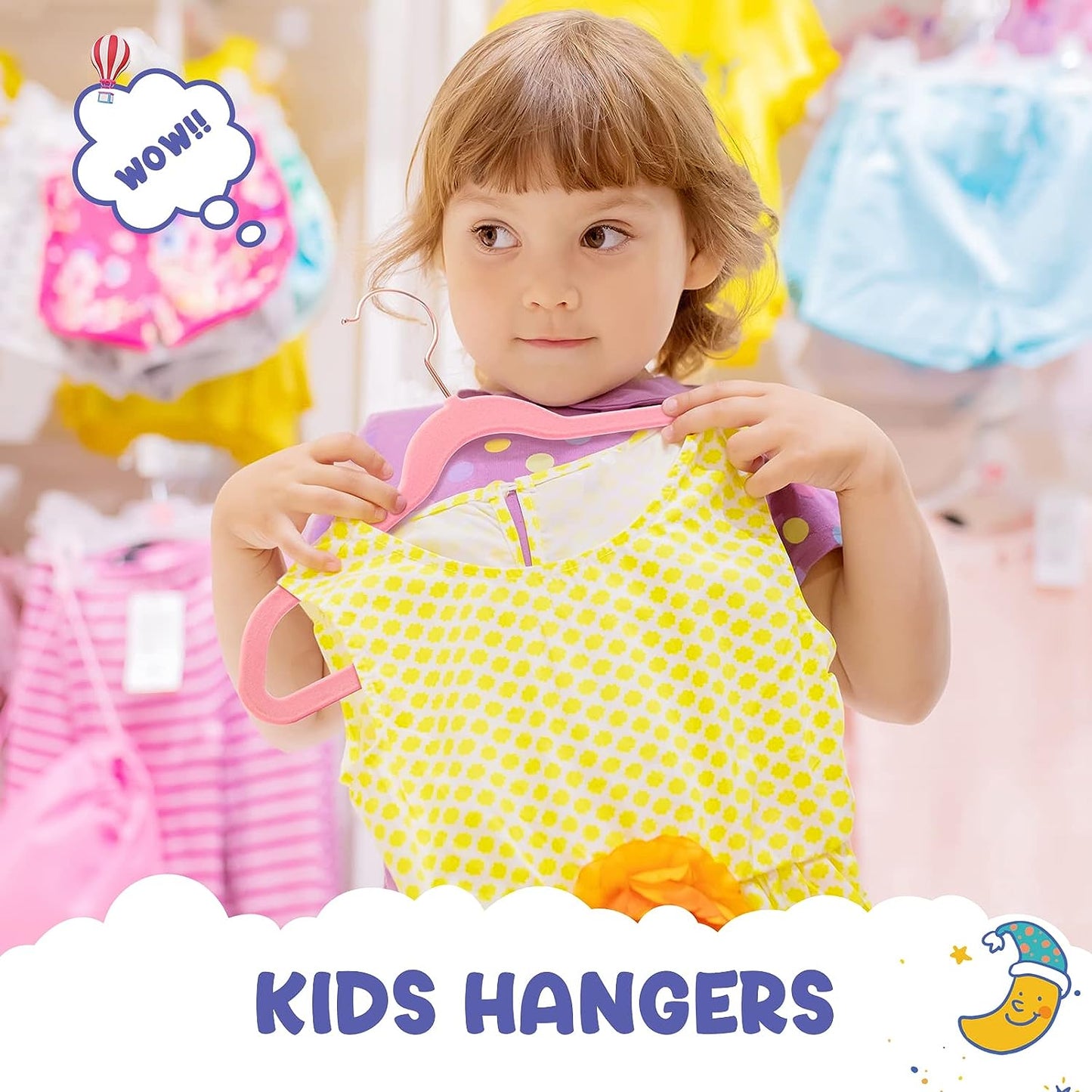 House Day 14 Inch Velvet Kids Hangers Blush Pink 60 Pack