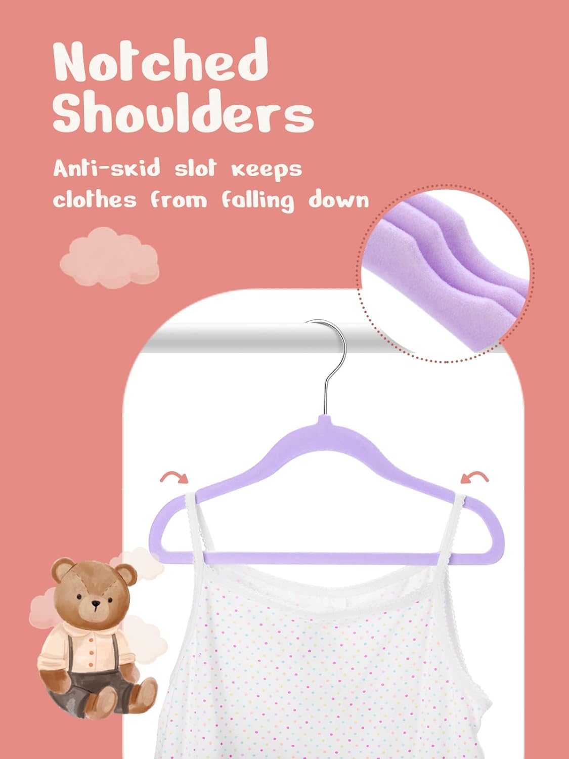 HOUSE DAY 11 Inch Velvet Baby Hangers Purple 50 Pack