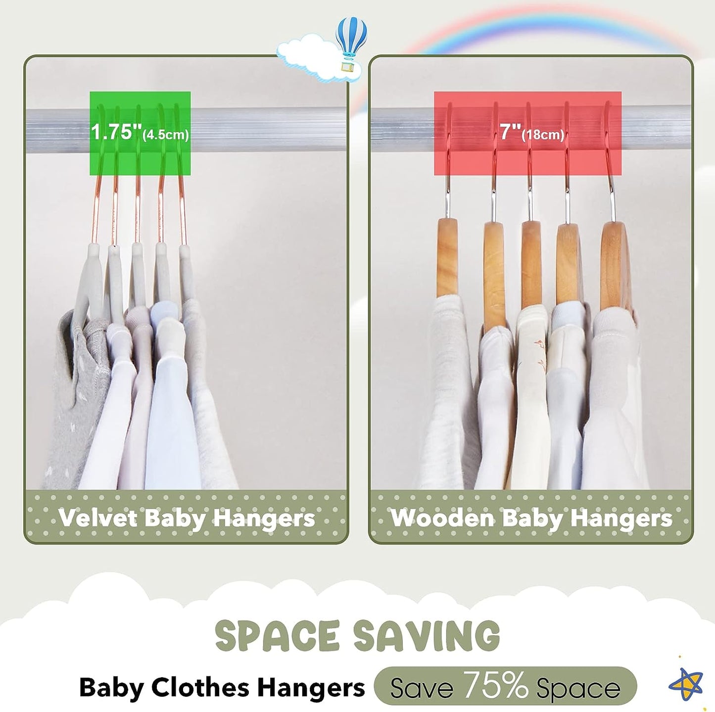 HOUSE DAY 11.8 inch Velvet Baby Hangers Gray 60 Pack