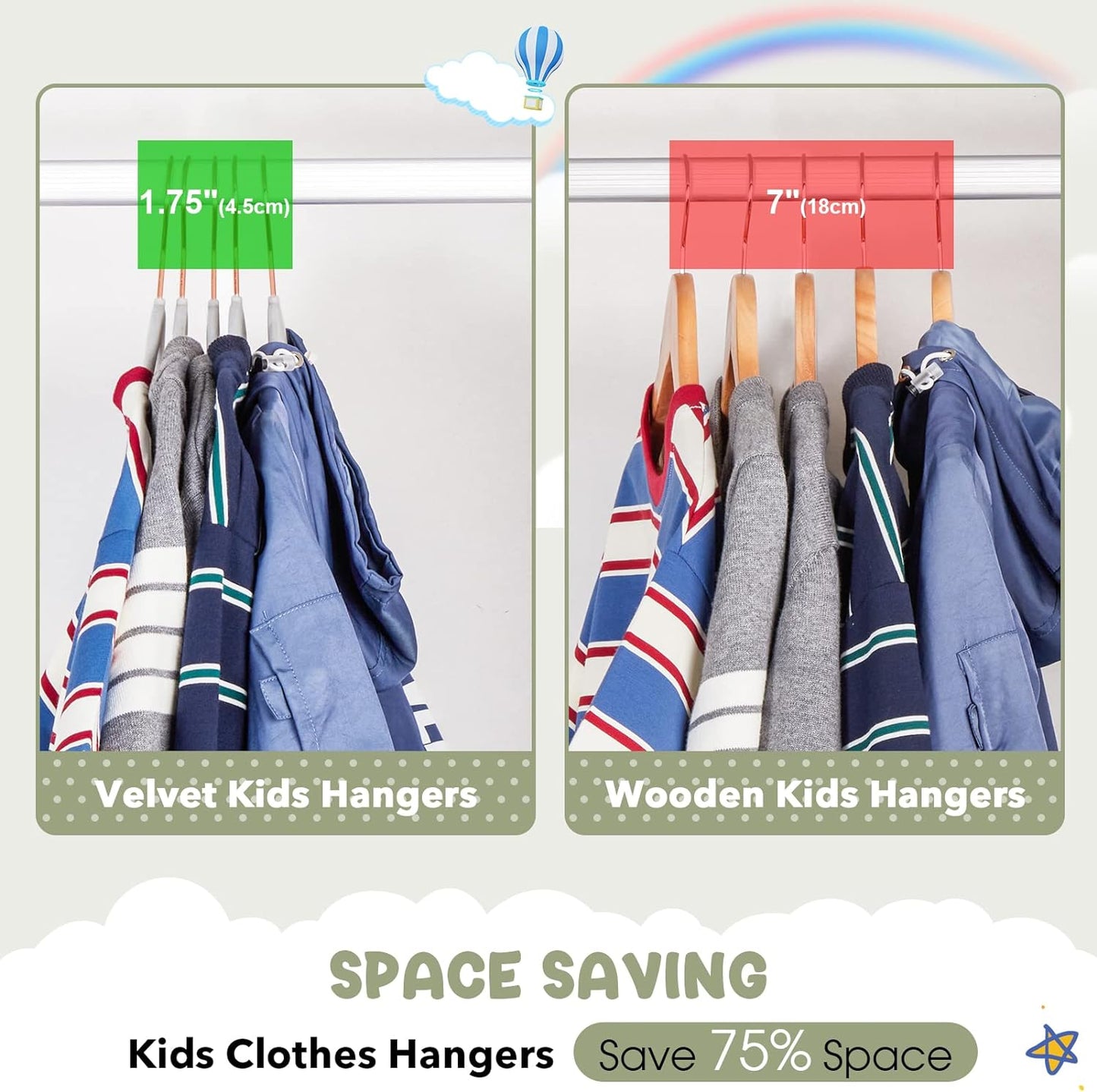 House Day 14 Inch Velvet Kids Hangers Gray 60 Pack