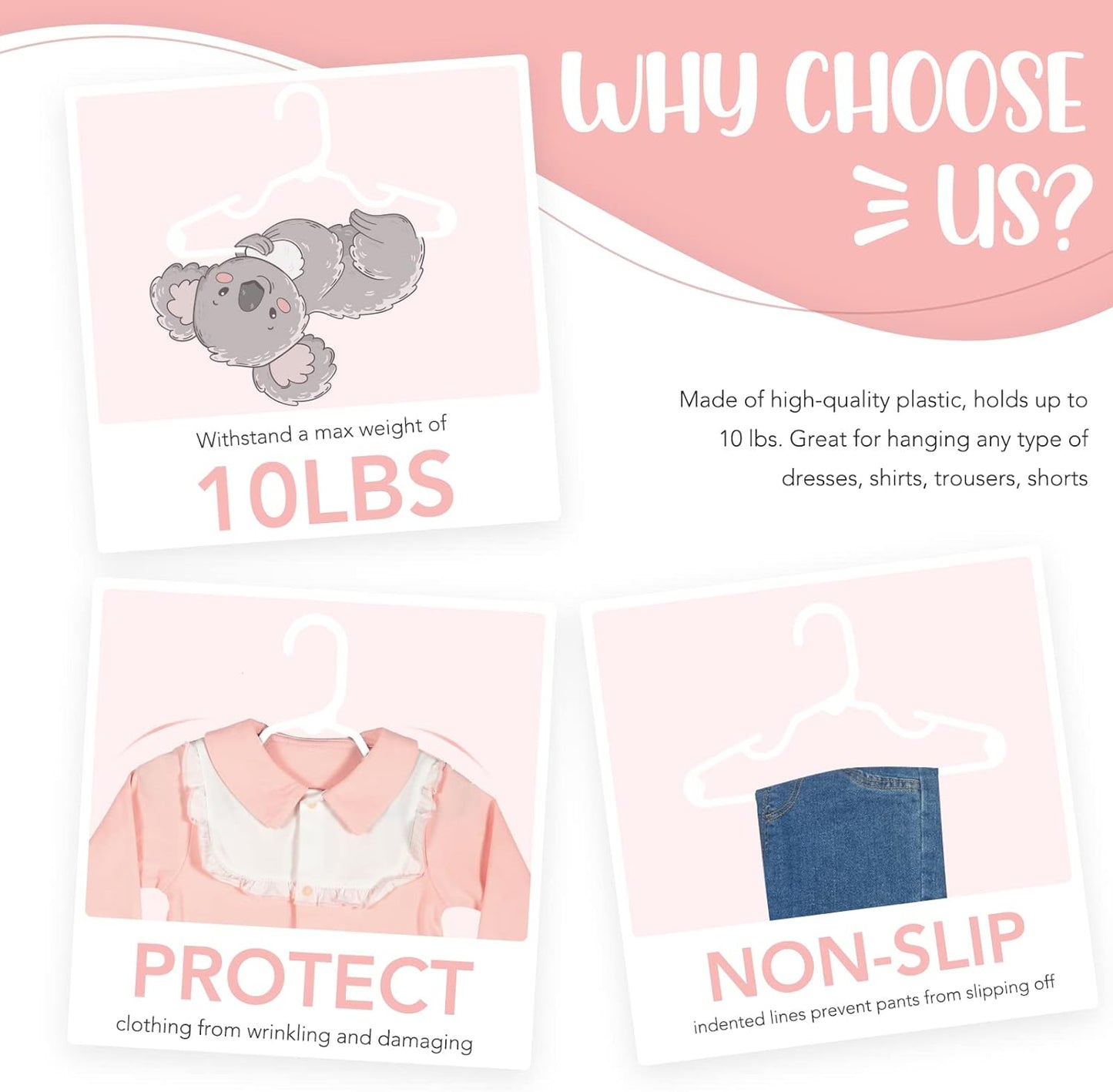 HOUSE DAY 11.7x6.5 Inch Plastic Baby Hangers for Closet 60 Pack
