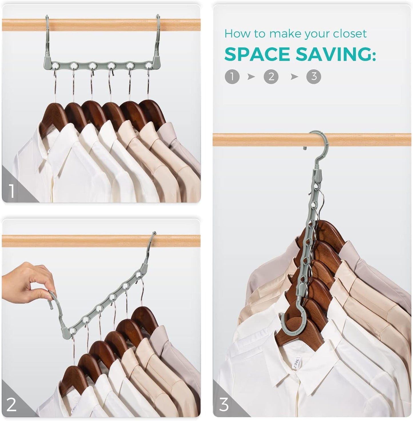 HOUSE DAY 9.5 Inch Space Saving Hangers for Clothes Gray 20 Pack