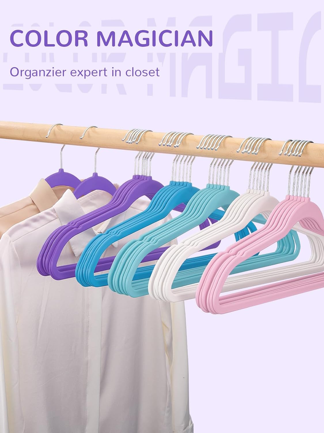 HOUSE DAY 17.5 Inch Plastic Hangers Purple 20 Pack
