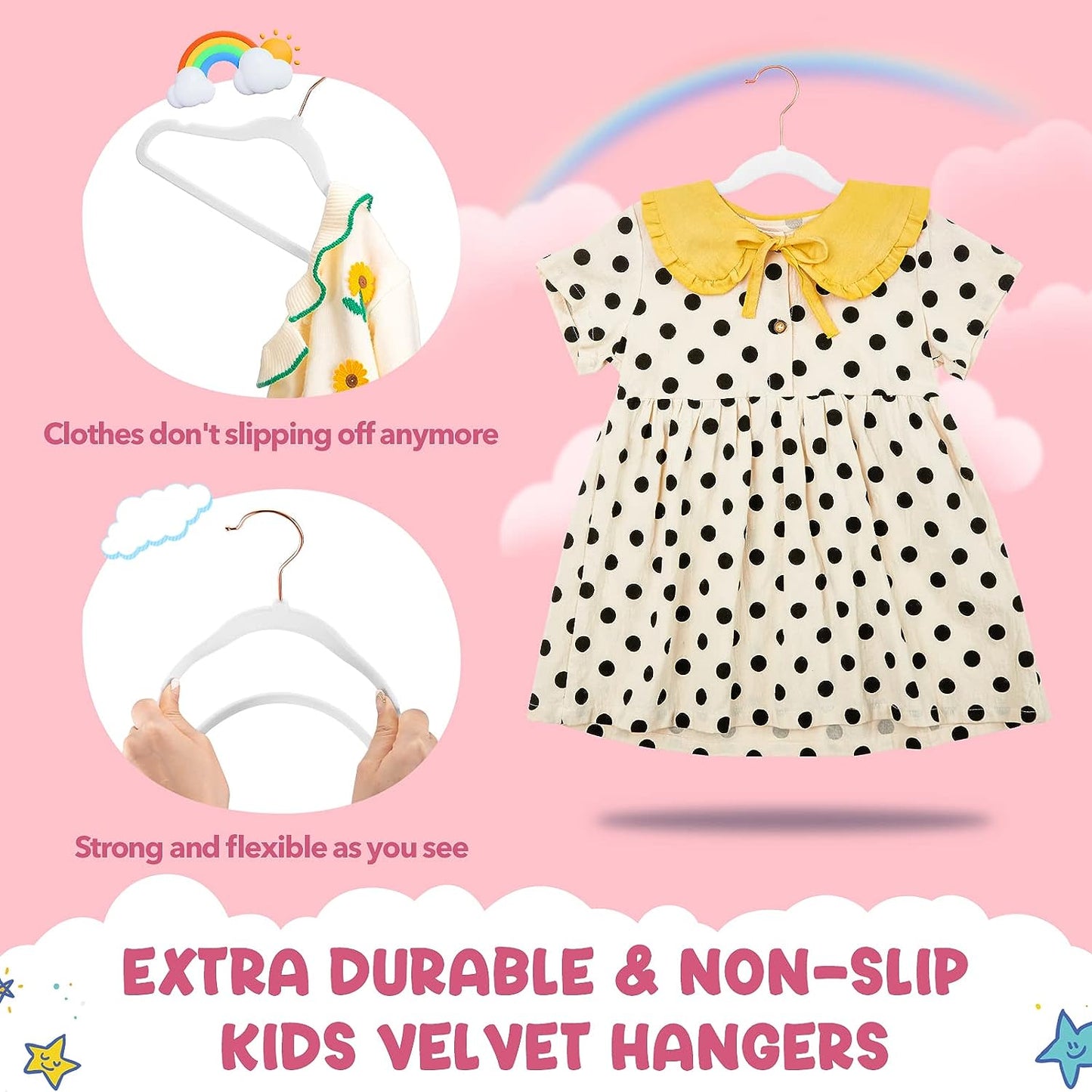 House Day 14 Inch Velvet Kids Hangers 60 Pack