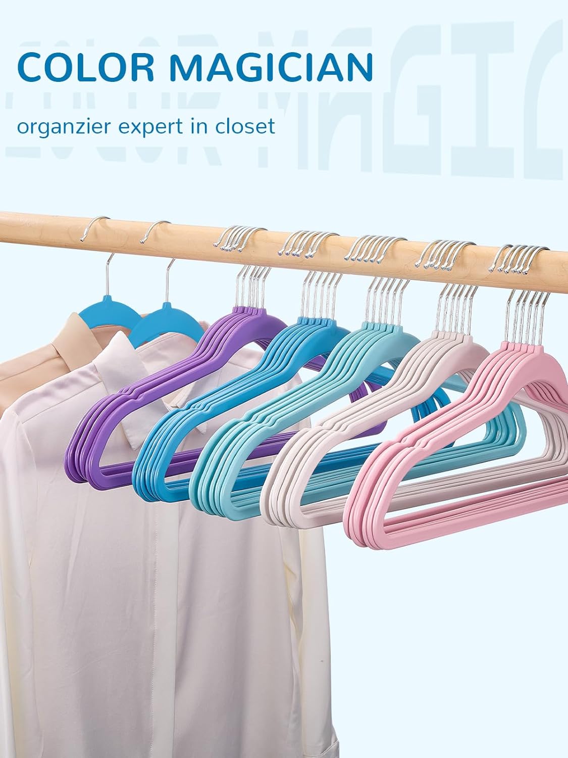 HOUSE DAY 17.5 Inch Plastic Hangers Blue 20 Pack