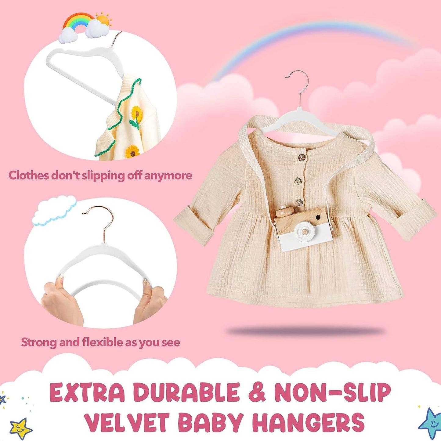 HOUSE DAY 11.8 inch Velvet Baby Hangers 60 Pack