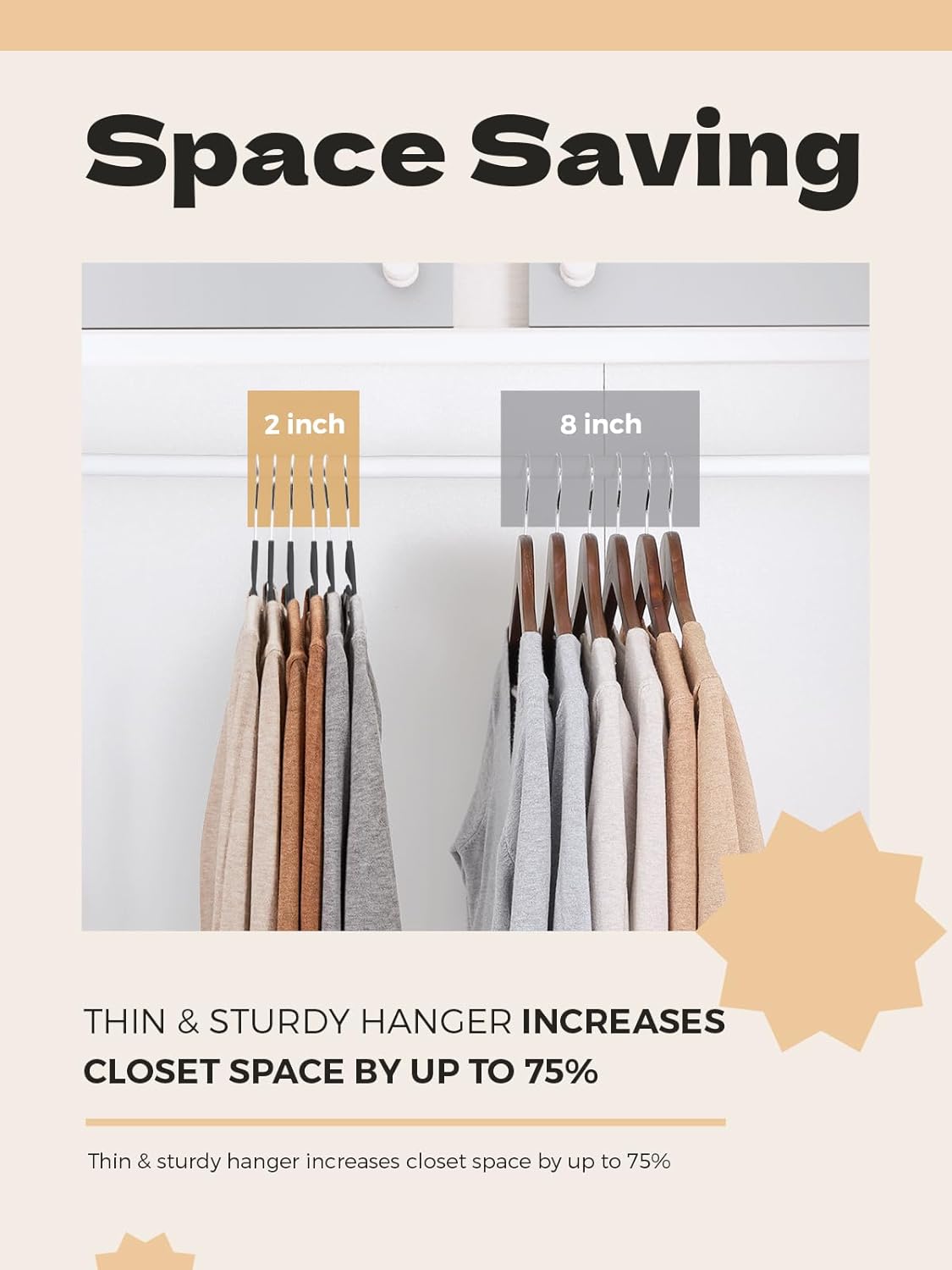 HOUSE DAY Heavy Duty 16.3 inch Plastic Hangers Black + White 50 Pack