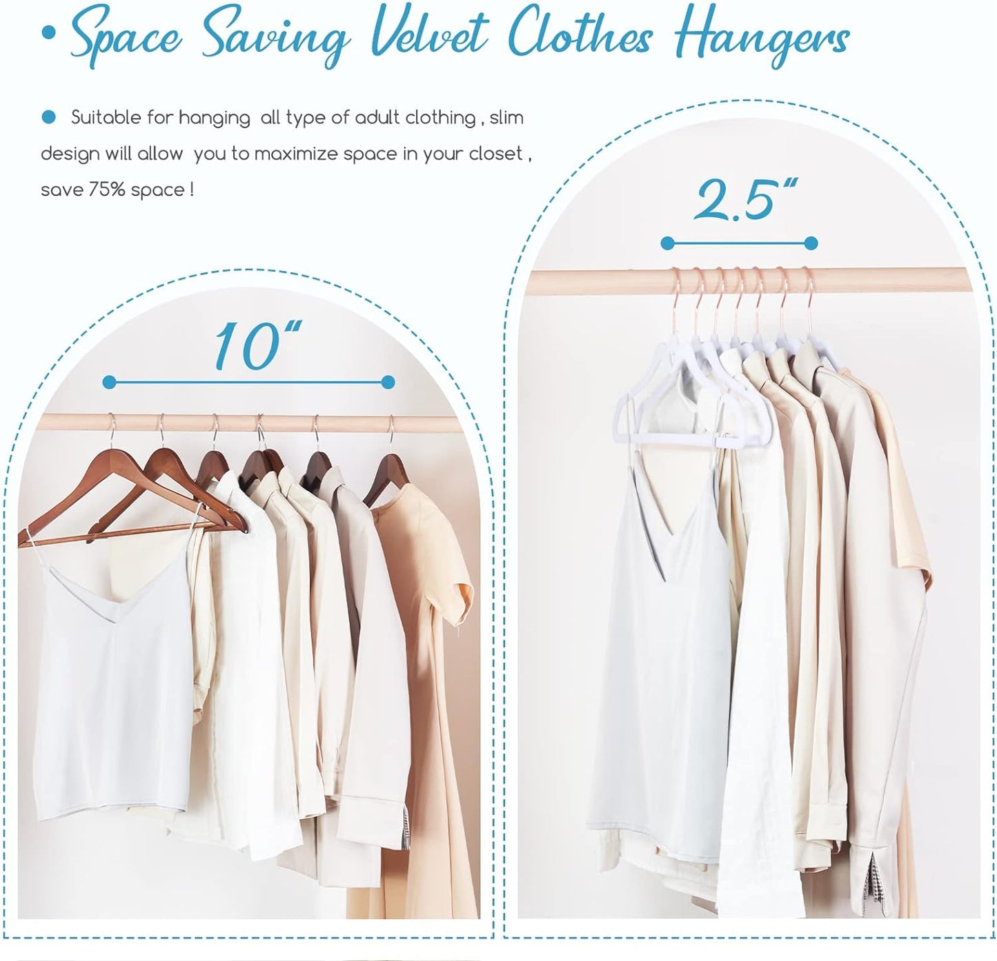 HOUSE DAY 16.5 Inch Velvet Hangers 60 Pack