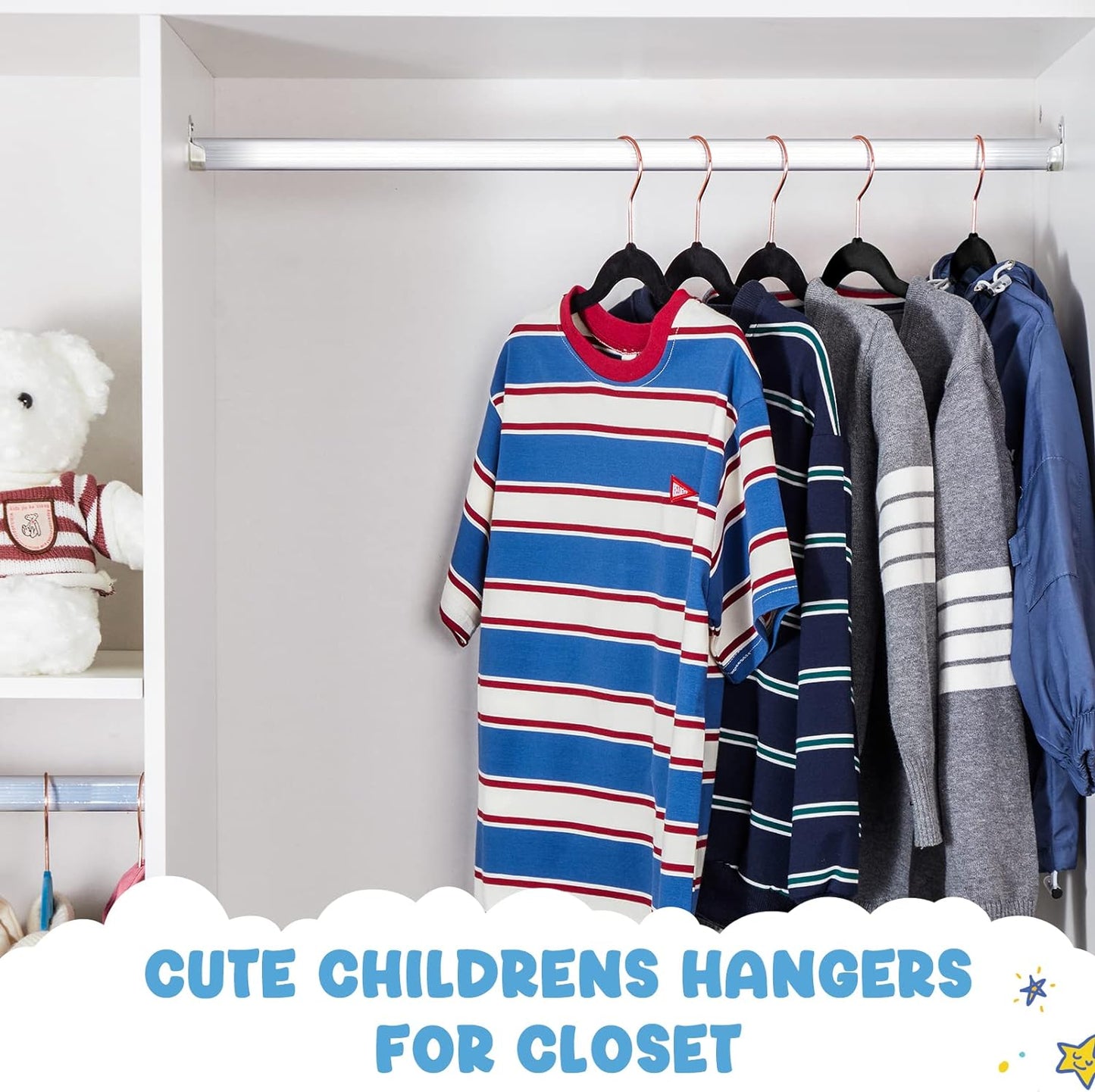 House Day 14 Inch Velvet Kids Hangers Black 60 Pack