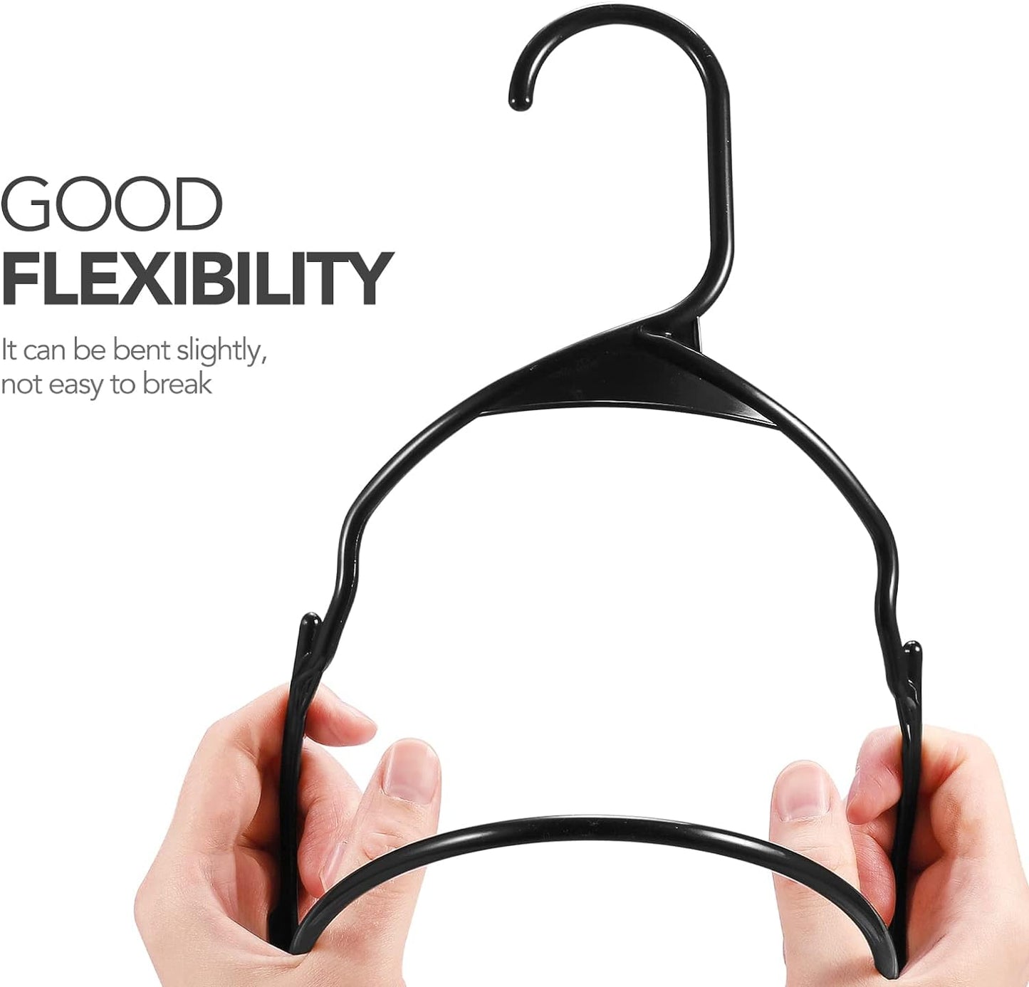 HOUSE DAY 16.5x9.3 Inch Plastic Hangers Black 50 Pack