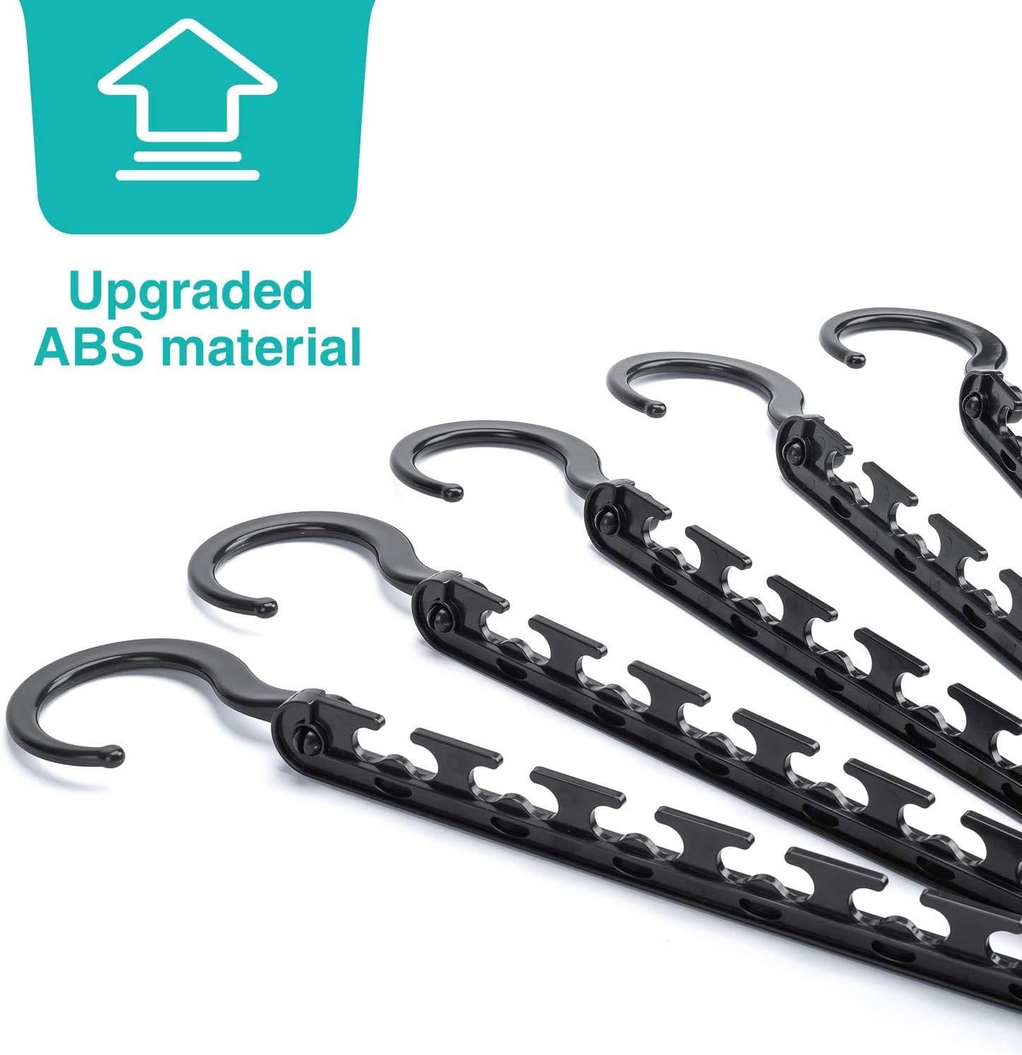 HOUSE DAY 10.6 Inch Sturdy Plastic Space Saving Hangers Black 20 Pack