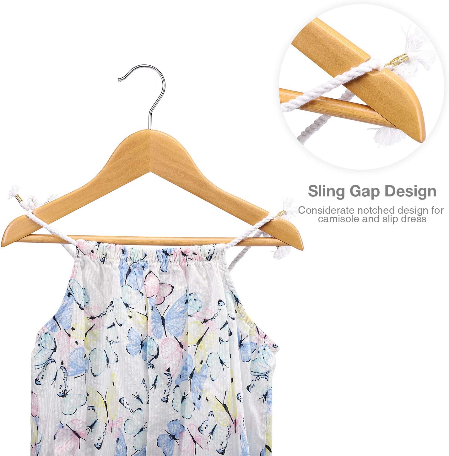 HOUSE DAY 12.6X7.9 Inch Wooden Childrens Hangers Kids Hangers Natural 20 Pack