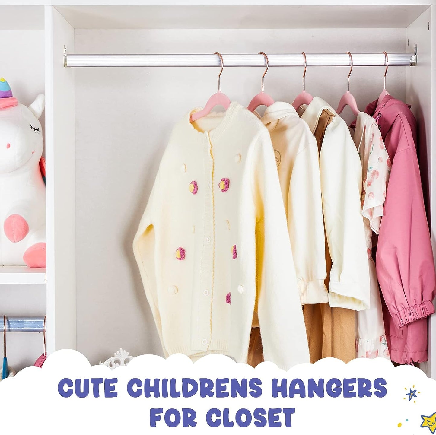 House Day 14 Inch Velvet Kids Hangers Blush Pink 60 Pack