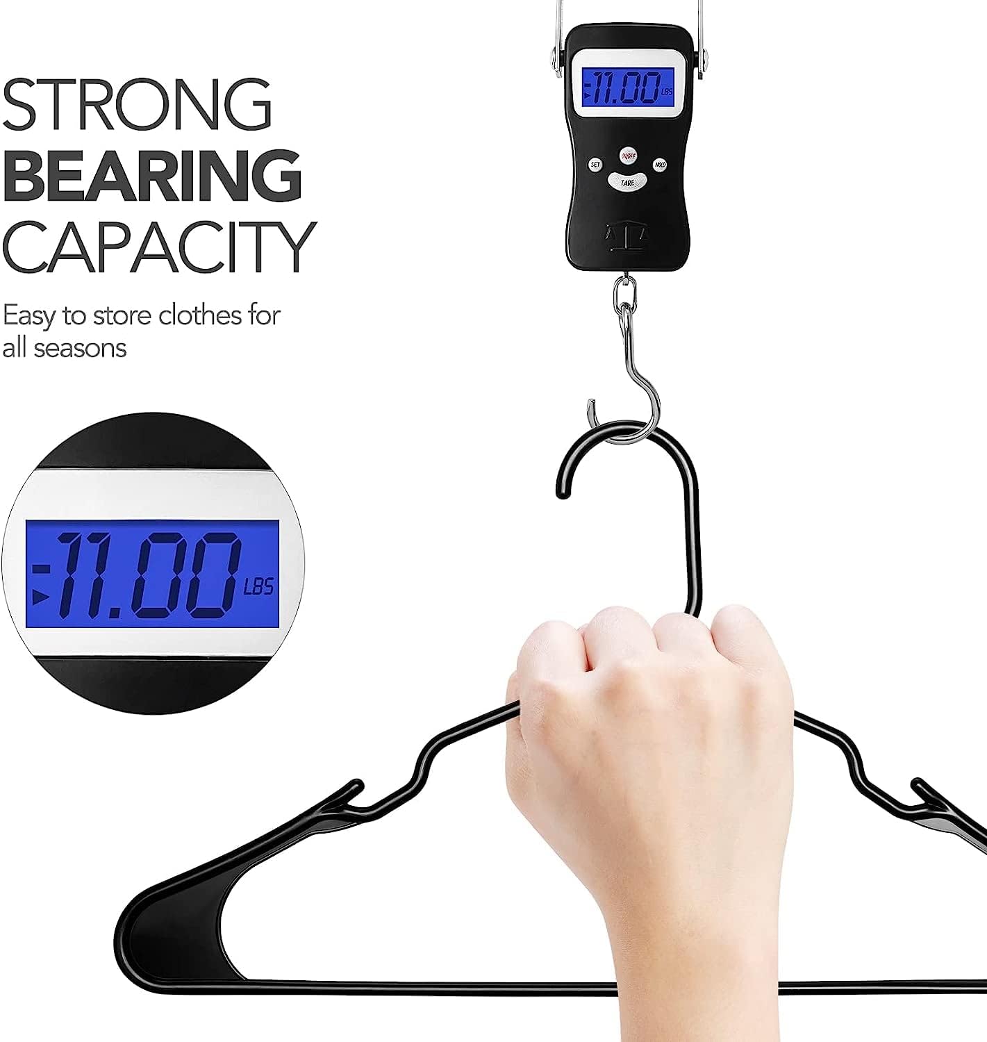 HOUSE DAY 16.5x9.3 Inch Plastic Hangers Black 50 Pack