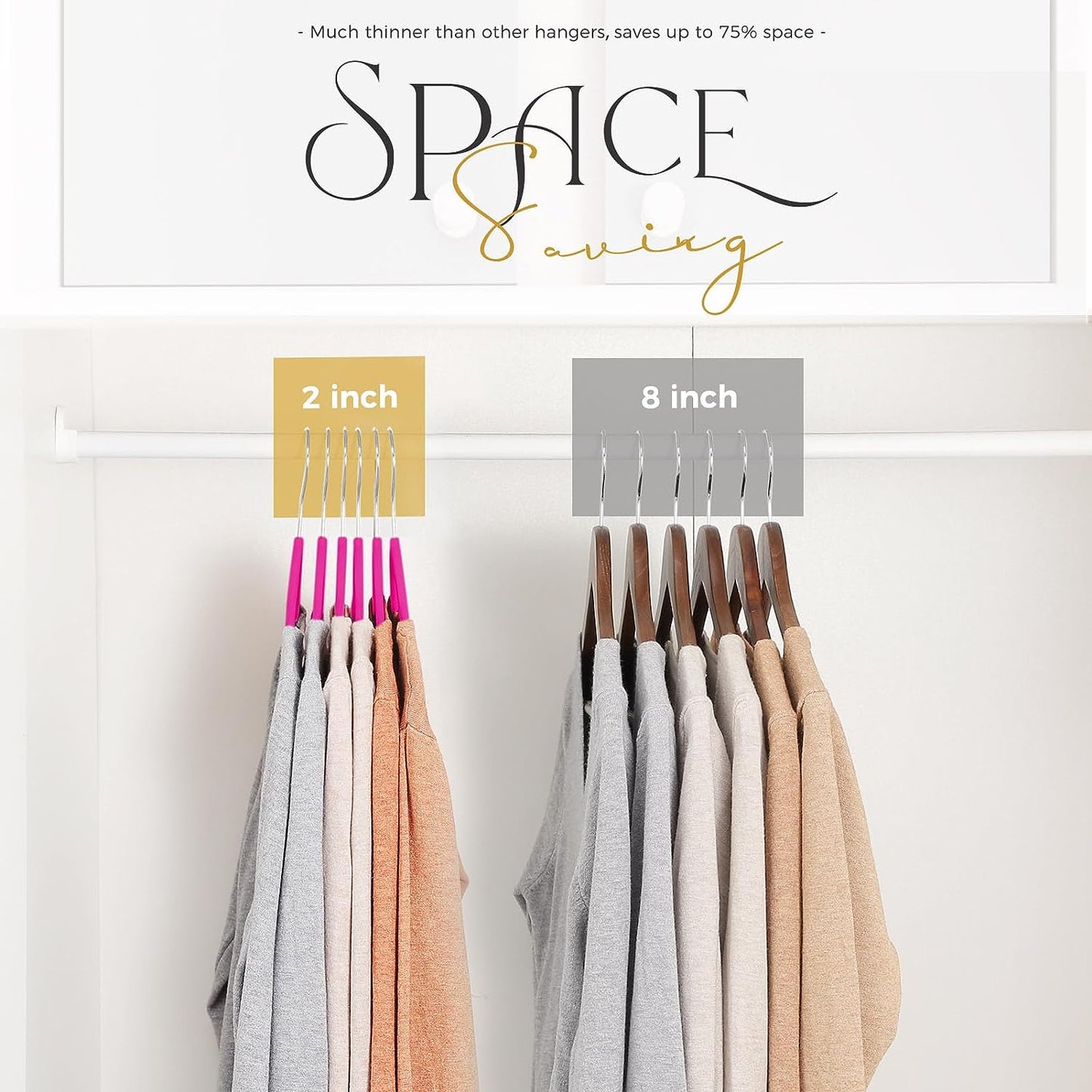 HOUSE DAY 17.5 Inch Silver Hook Velvet Hangers 60 Pack