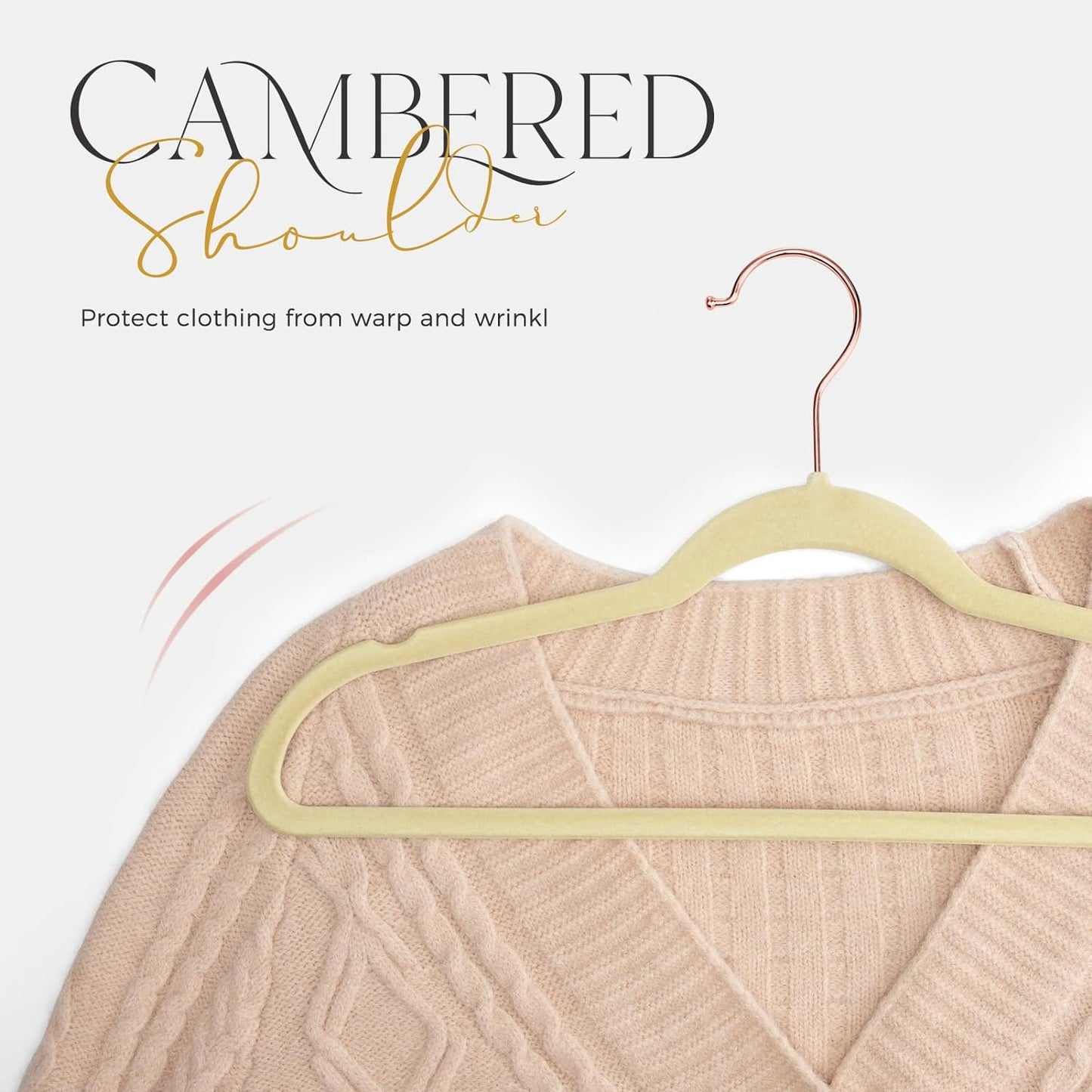 HOUSE DAY 17.5 Inch Gold Hook Velvet Hangers Beige 60 Pack