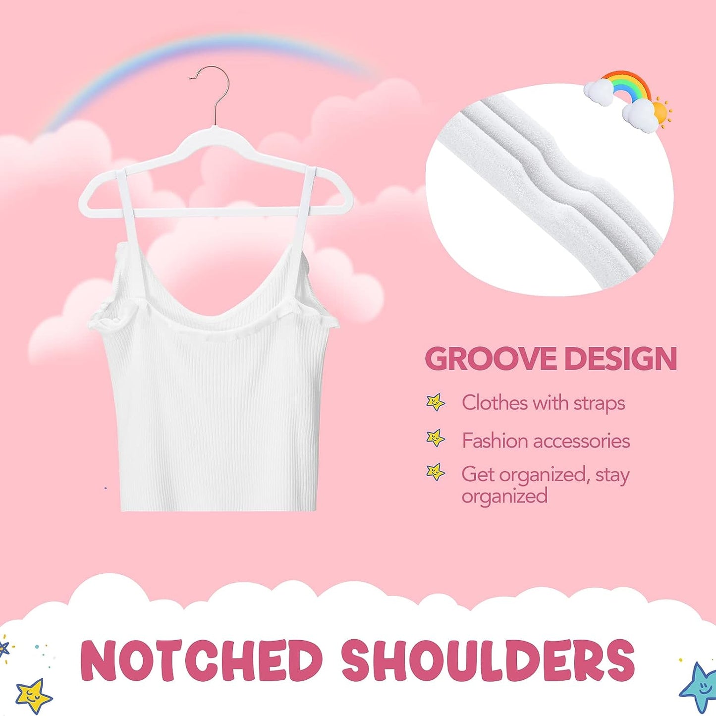 House Day 14 Inch Velvet Kids Hangers 60 Pack