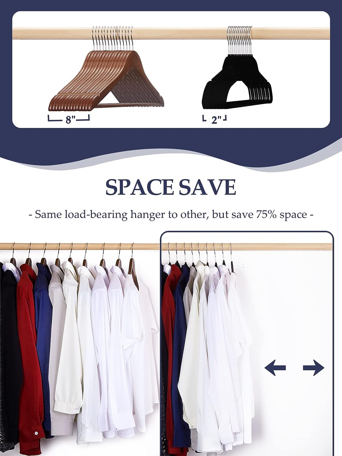 HOUSE DAY 17.5 Inch Velvet Hangers with Tie Bar 20 Pack