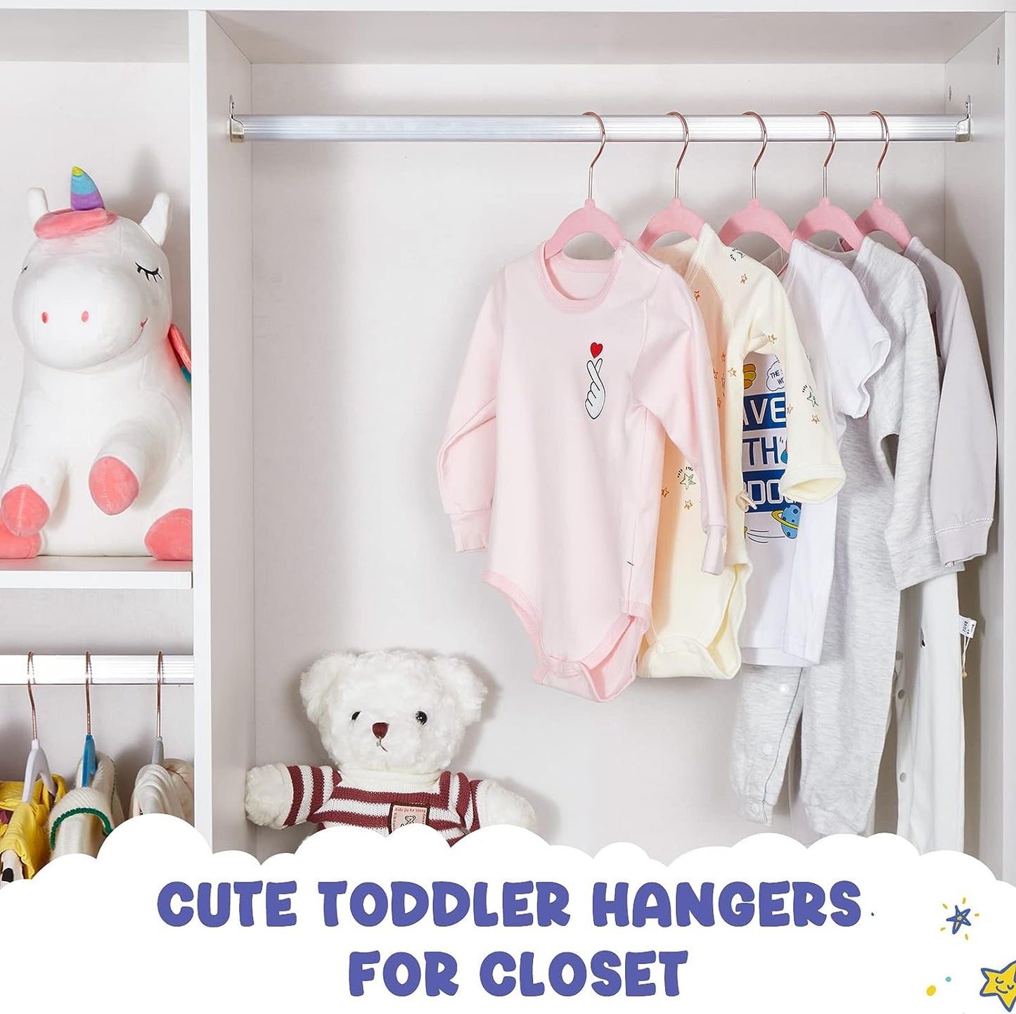 HOUSE DAY 11.8 inch Velvet Baby Hangers Pink 60 Pack