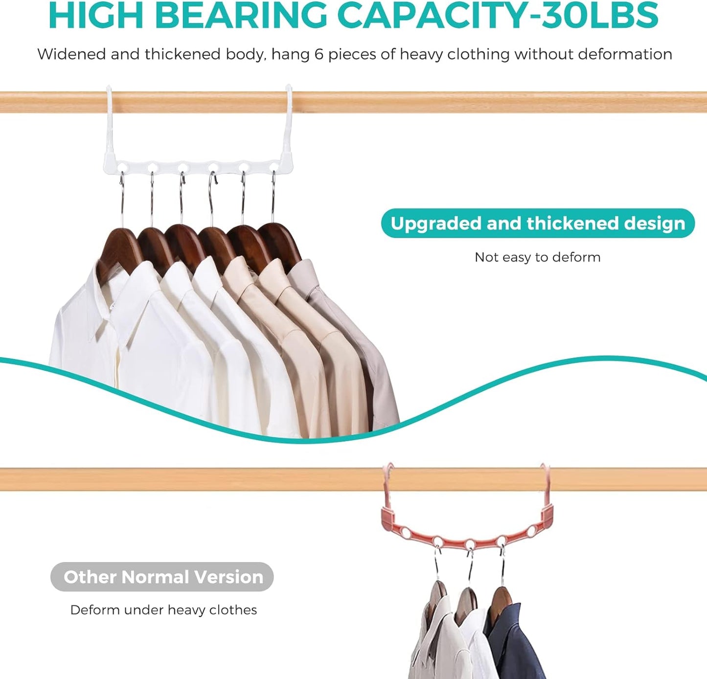 HOUSE DAY 9.5 Inch Space Saving Hangers for Clothes White 20 Pack