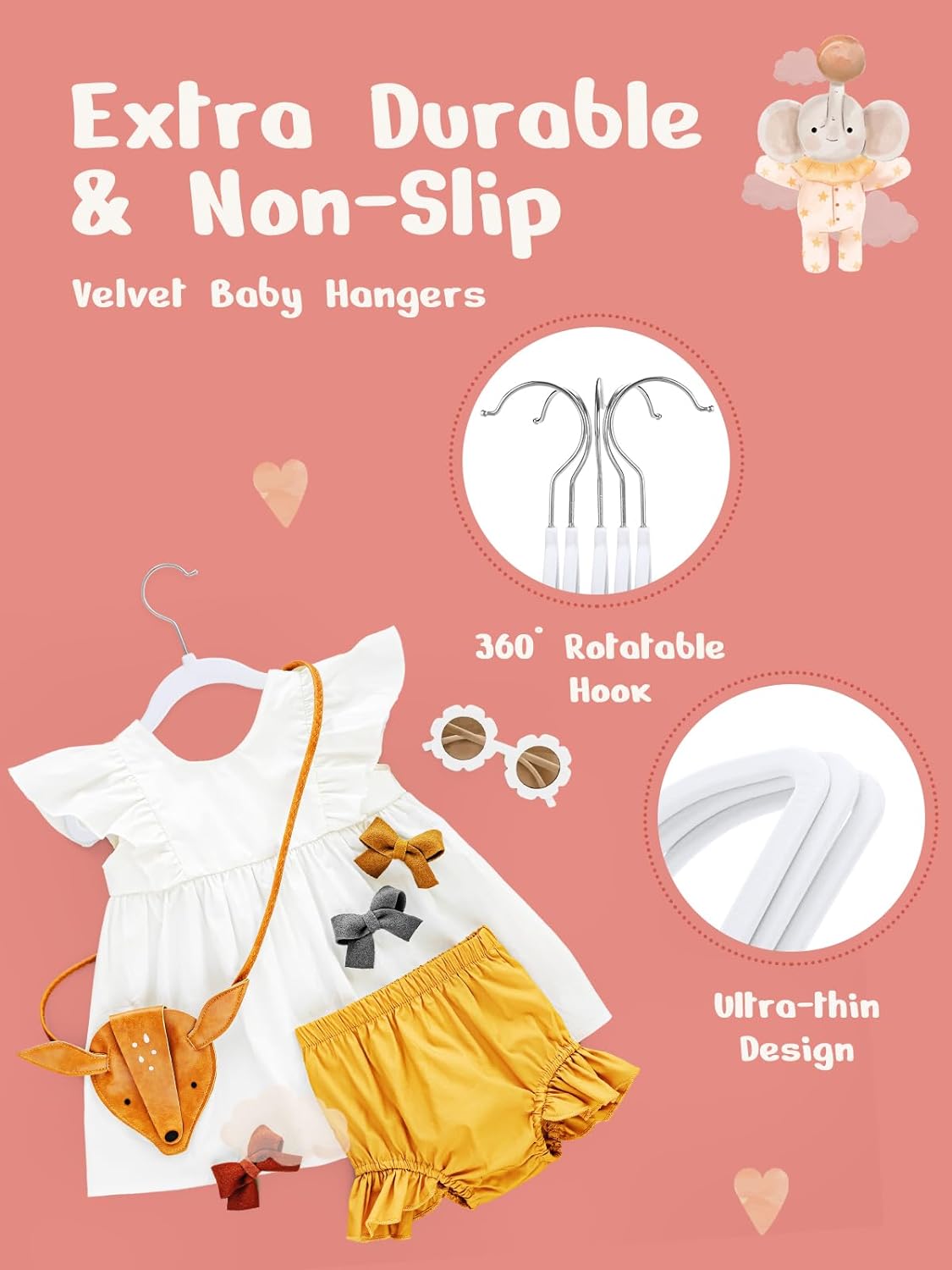 HOUSE DAY 11 Inch Velvet Baby Hangers 50 Pack