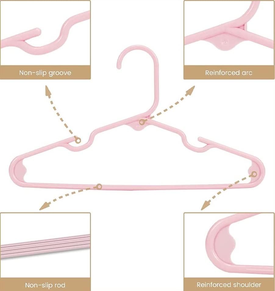 HOUSE DAY 11.7x6.5 Inch Kids Plastic Hangers Baby Hangers Pink 40 Pack