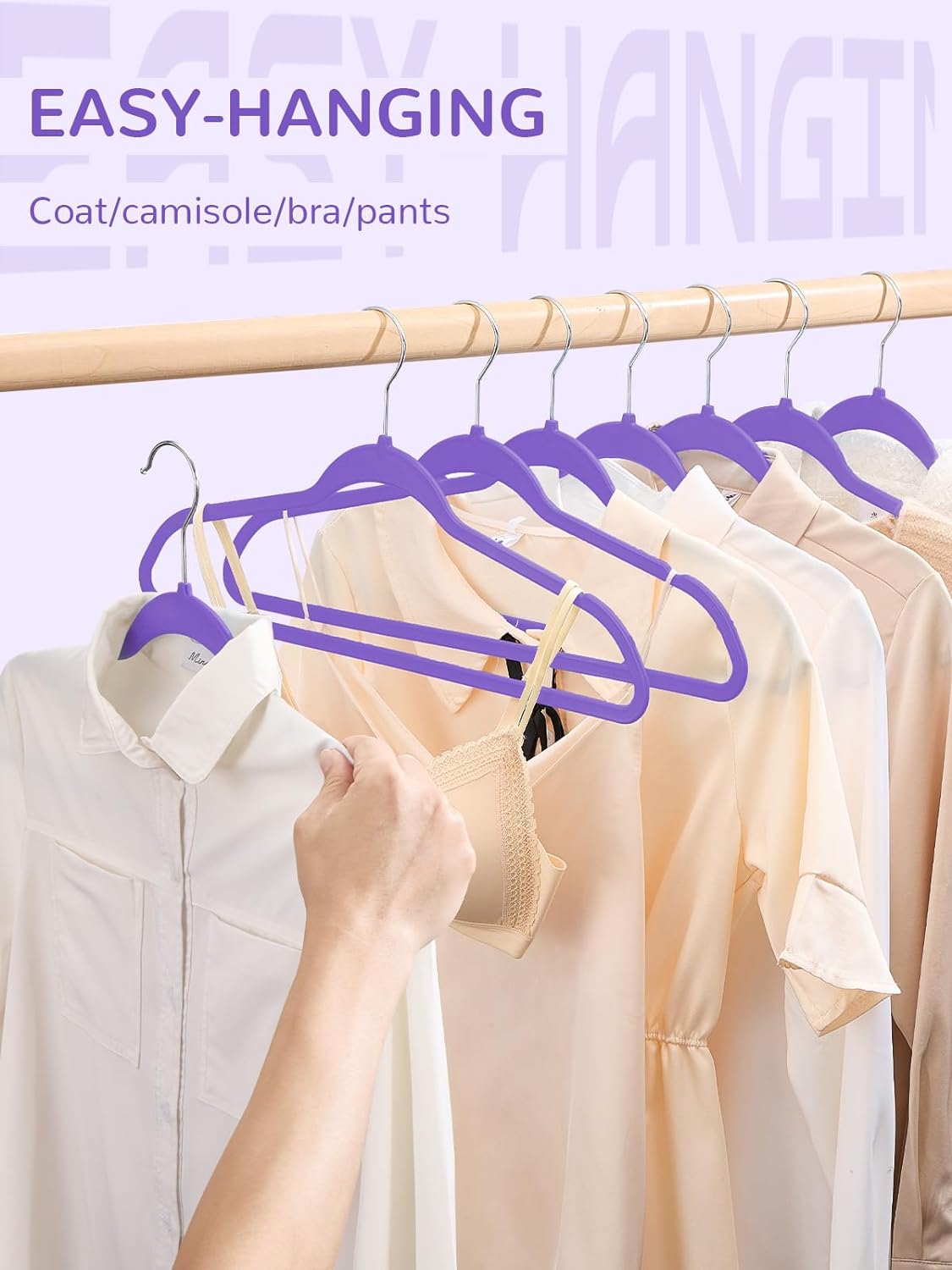 HOUSE DAY 17.5 Inch Plastic Hangers Purple 20 Pack