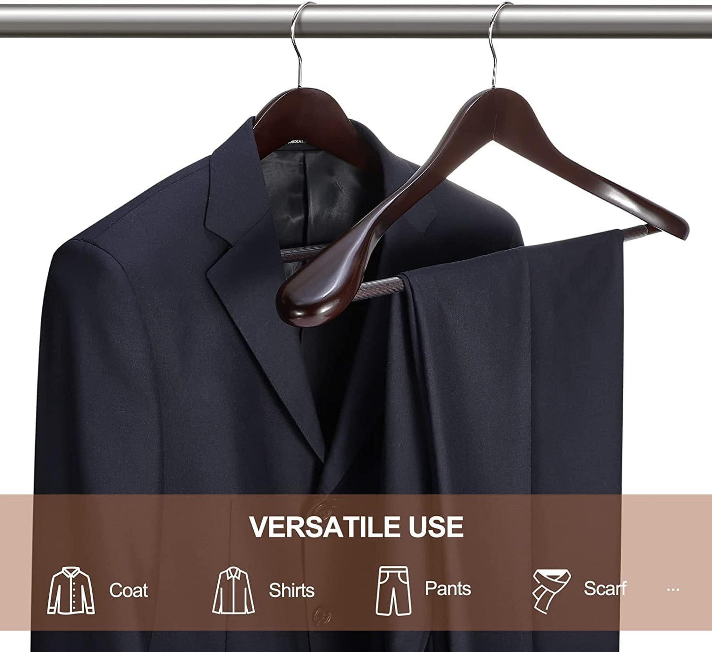 HOUSE DAY 17.7 Inch Solid Wood Coat Hangers Cherry Wood 6 Pack
