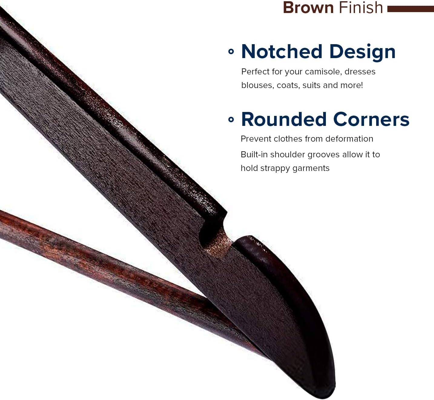 HOUSE DAY 17.7X9 Inch Solid Wood Coat Hangers Brown 10 Pack