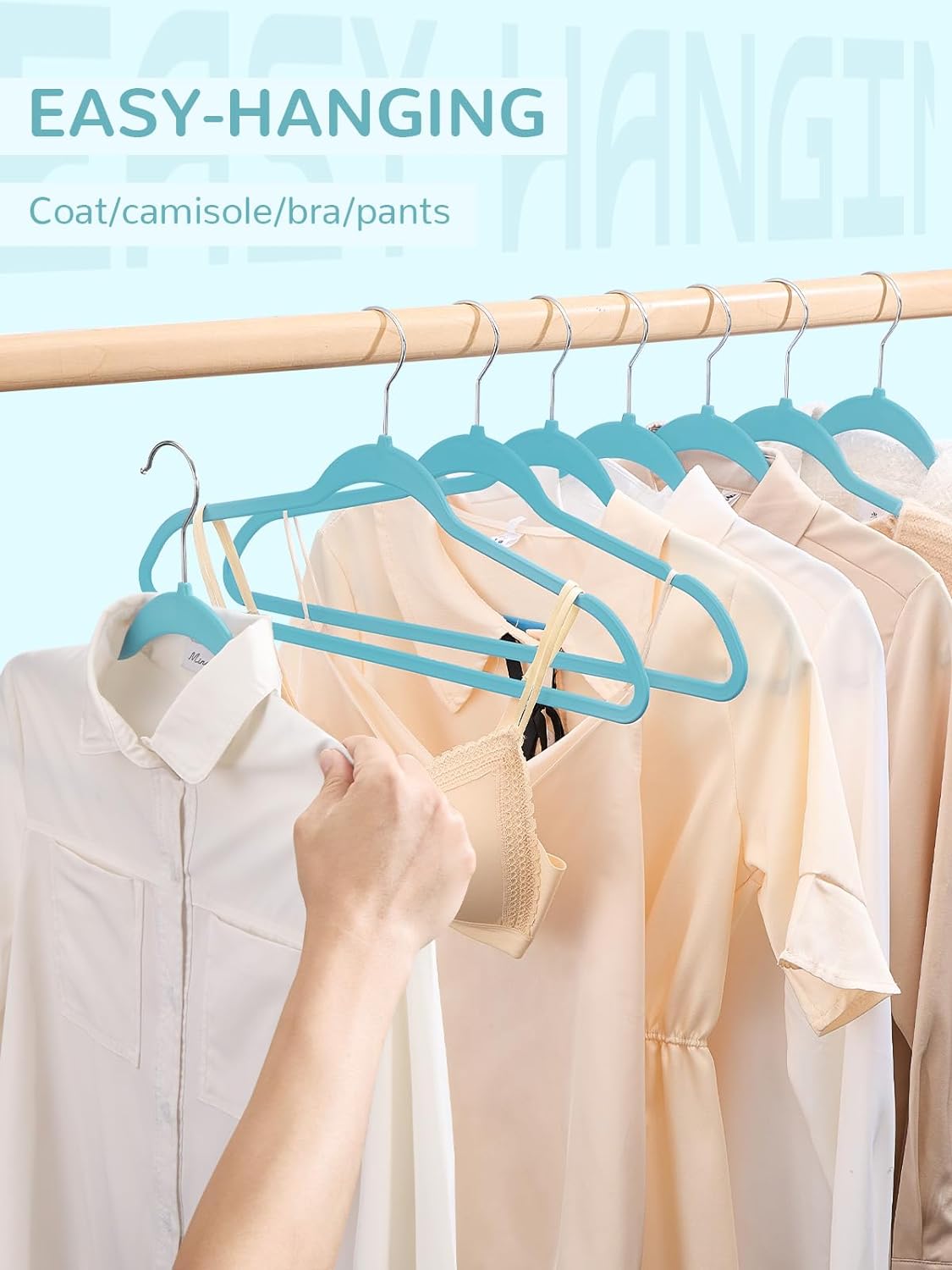 HOUSE DAY 17.5 Inch Plastic Hangers Aqua 20 Pack