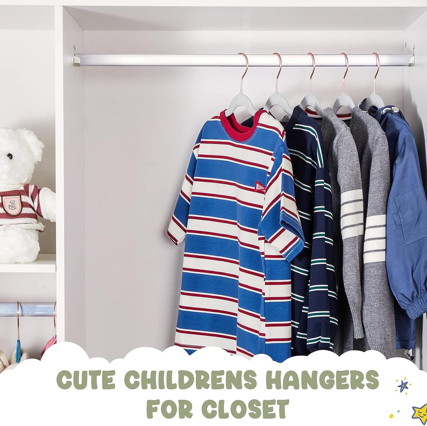 House Day 14 Inch Velvet Kids Hangers Gray 60 Pack