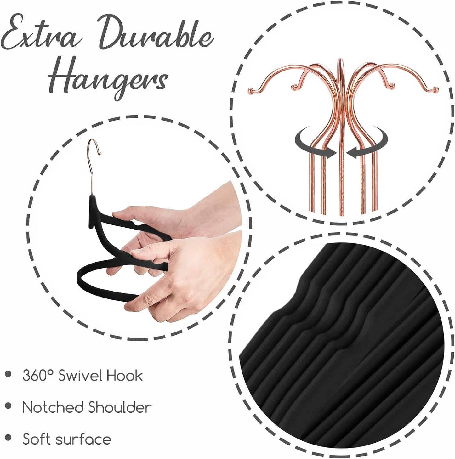 HOUSE DAY 16.5 Inch Velvet Hangers Black 60 Pack