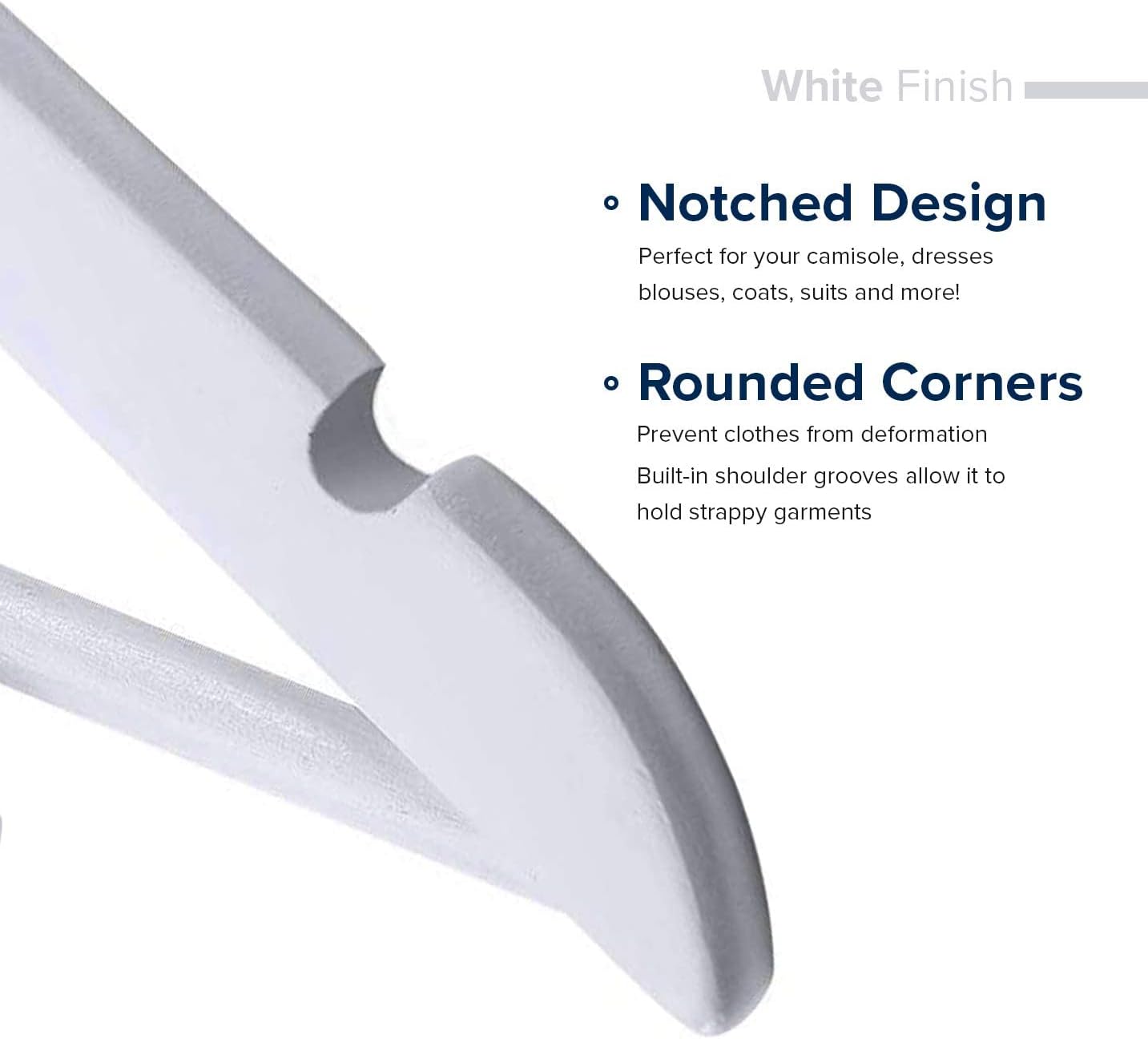 HOUSE DAY 17.7X9 Inch Solid Wood Coat Hangers White 10 Pack