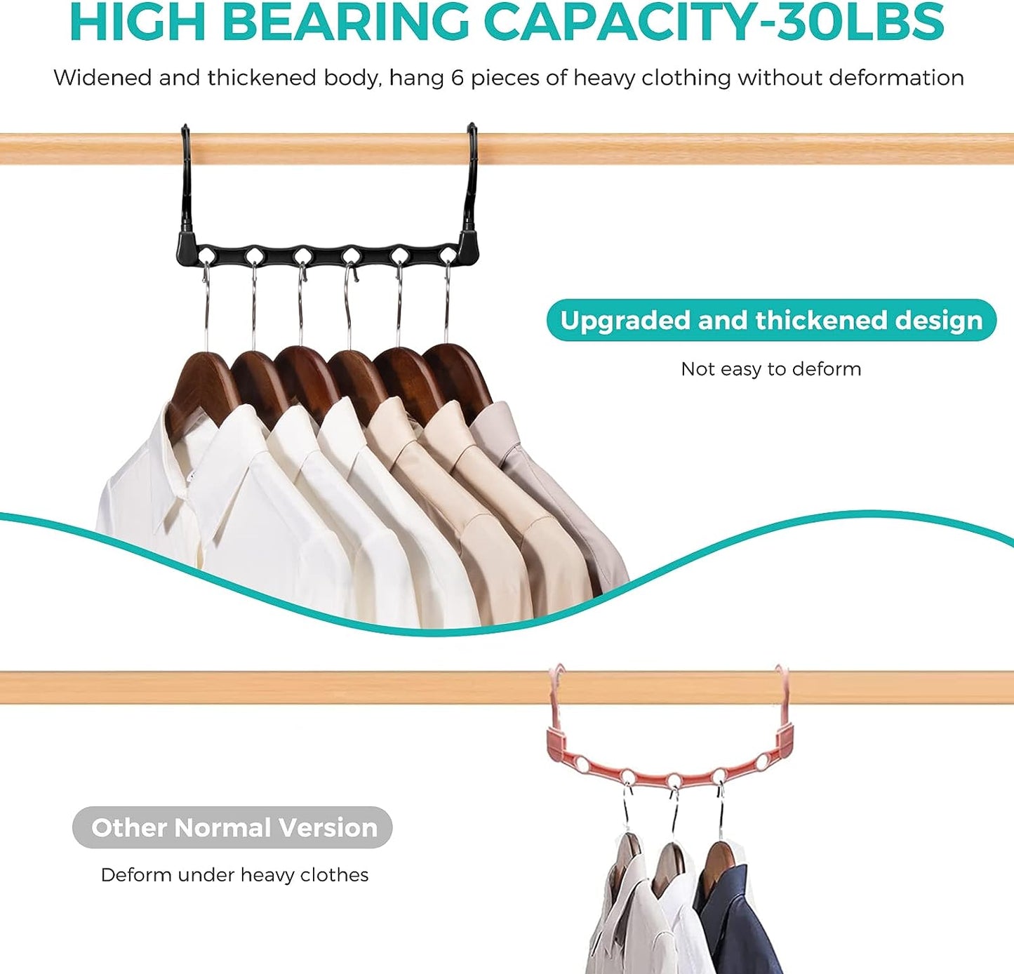 HOUSE DAY 9.5 Inch Space Saving Hangers for Clothes Black 20 Pack